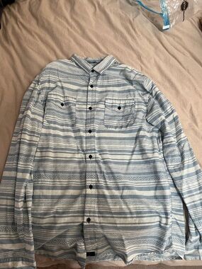 Tavik Light Blue and White Patterned Button-Down Shirt